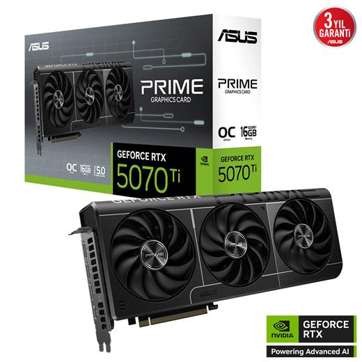 Asus Prıme Geforce Rtx 5070 Ti 16Gb Prıme-Rtx5070Tı-O16G Gddr7 Oc Edıtıon 256 Bıt Gamıng Ekran Kartı