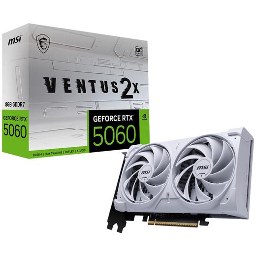 Msı Geforce Rtx 5060 8G Ventus 2X Oc Whıte Gddr7 128B Dx12 Pcıe 5.0 X16 (3Xdp 1Xhdmı)