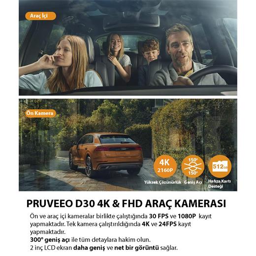 Pruveeo D30 Wı-Fı 4K Arac Kamerası