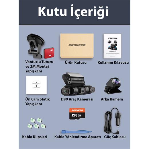 Pruveeo D90-4Ch Fhd Wı-Fı Gps + 128Gb Sd Kart Kame