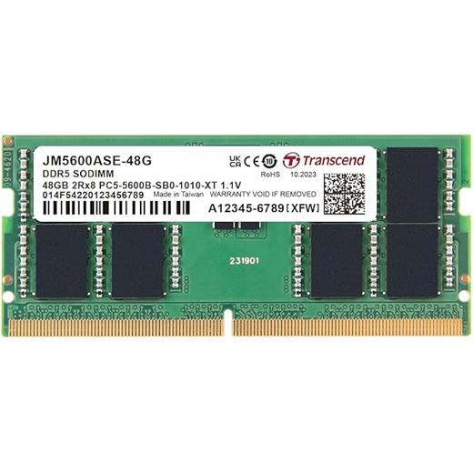 Transcend 48Gb(1X48Gb) 5600Mhz Sodımm Cl46 Ddr5 Notebook Ram (Jm5600Ase-48G)