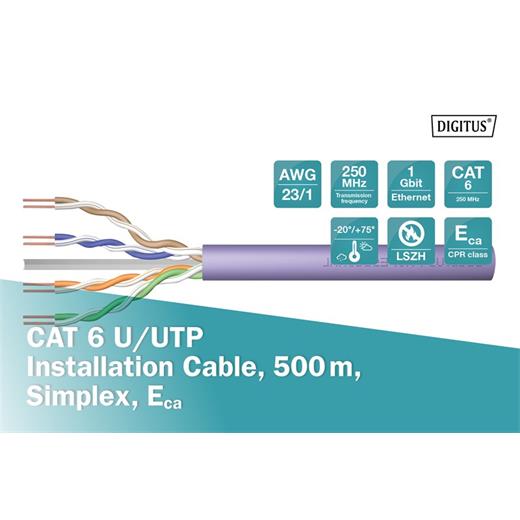 Digitus Cat6 Mor UTP Makara Kablo Saf Bakır (500m) DK-1613-VH-5