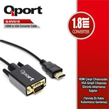 QPORT Q-HVG18 HDMI TO VGA ÇEVİRİCİ KABLO 1.8 MT - 2